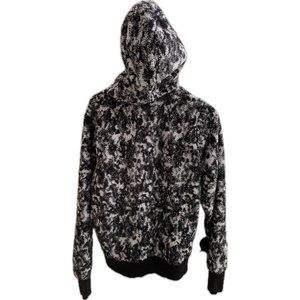 ATHLETA Tugga Sherpa Jacquard Black & White Fur Hoodie Pullover ~ Women's Sp
